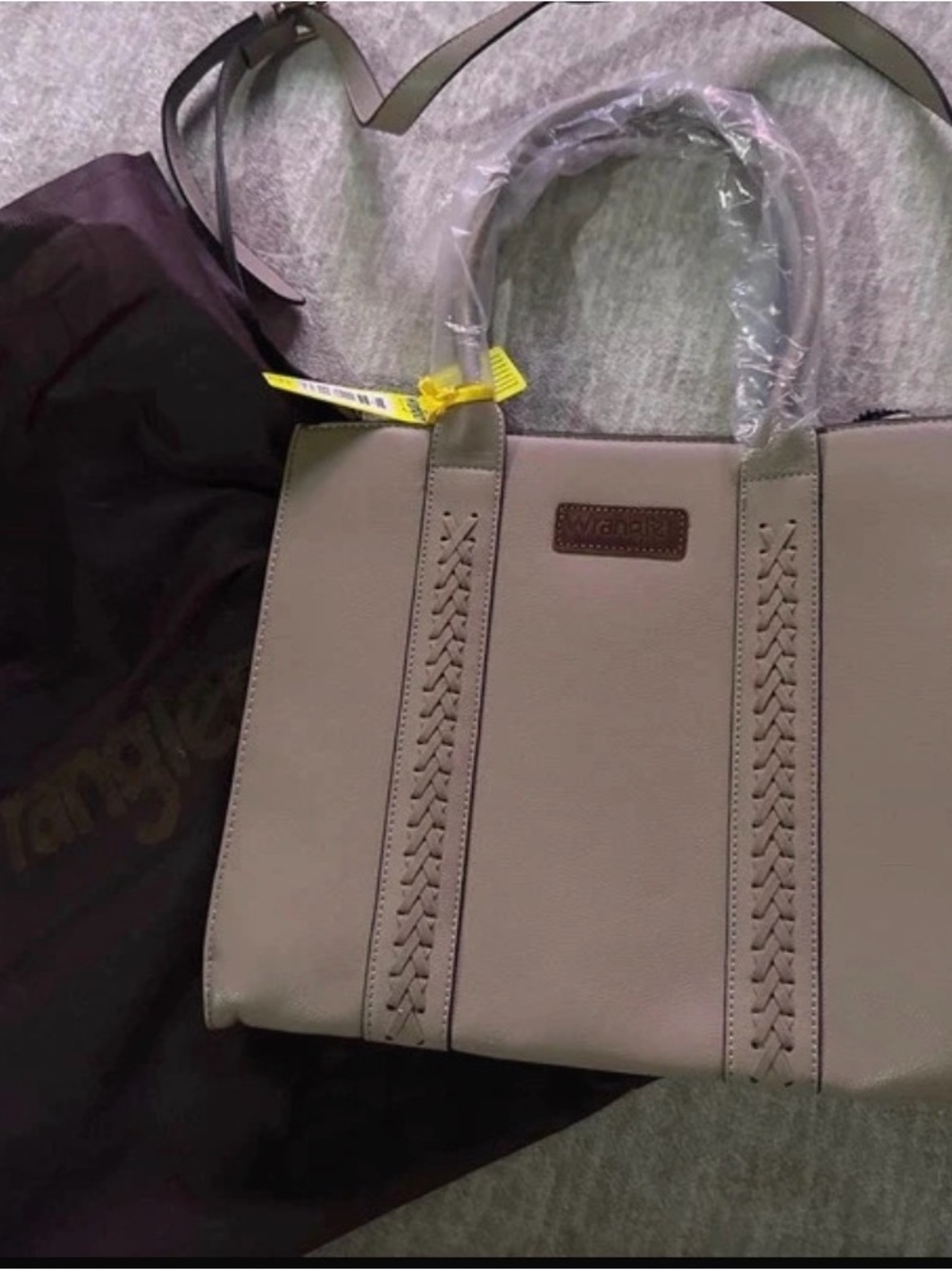 Wrangler Taupe Shoulder Tote with Braided Front
